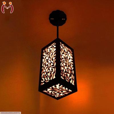 Hanging Ceiling Lamp Brown MDF Decorative Night Light