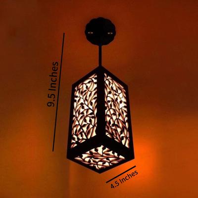 Hanging Ceiling Lamp Brown MDF Decorative Night Light