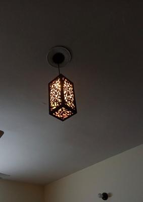 Hanging Ceiling Lamp Brown MDF Decorative Night Light