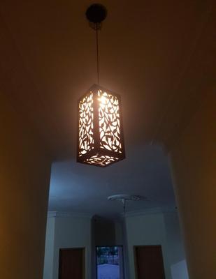 Hanging Ceiling Lamp Brown MDF Decorative Night Light