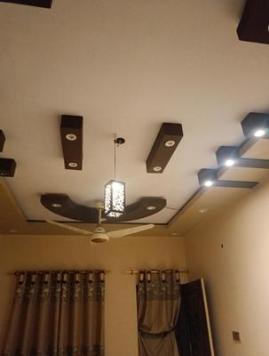 Hanging Ceiling Lamp Brown MDF Decorative Night Light