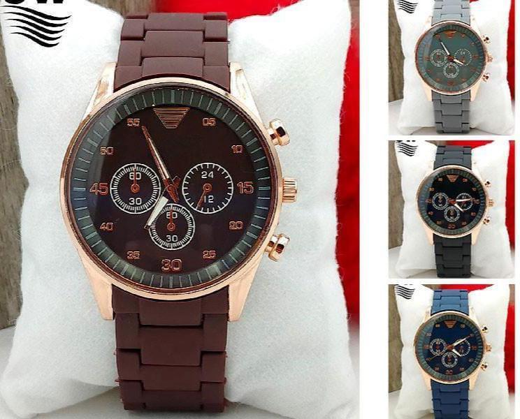 Men's Stainless Steel Chronograph Watch Brown Strap