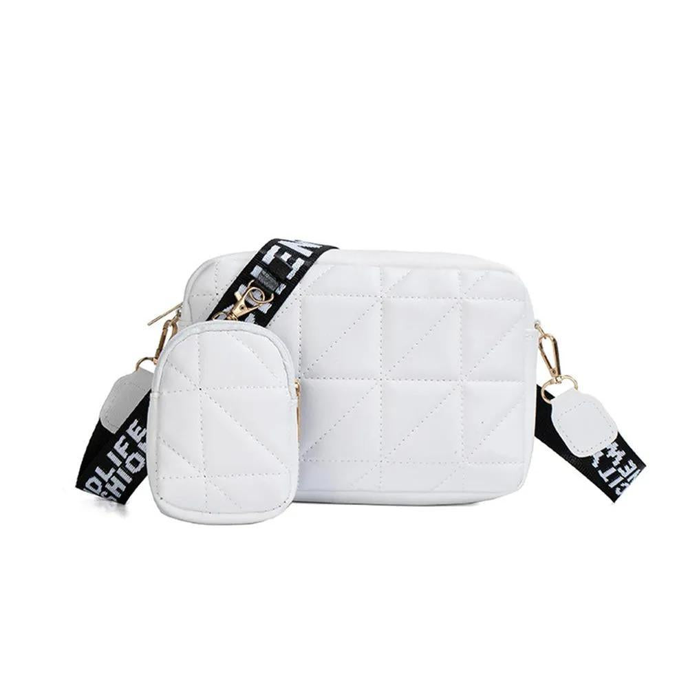 White Embroidered Crossbody Bag for Girls Pu Leather